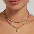 Puka Shell and Color-Bead Necklace