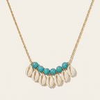 Puka Shell and Blue Bead Necklace