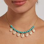 Puka Shell and Blue Bead Necklace