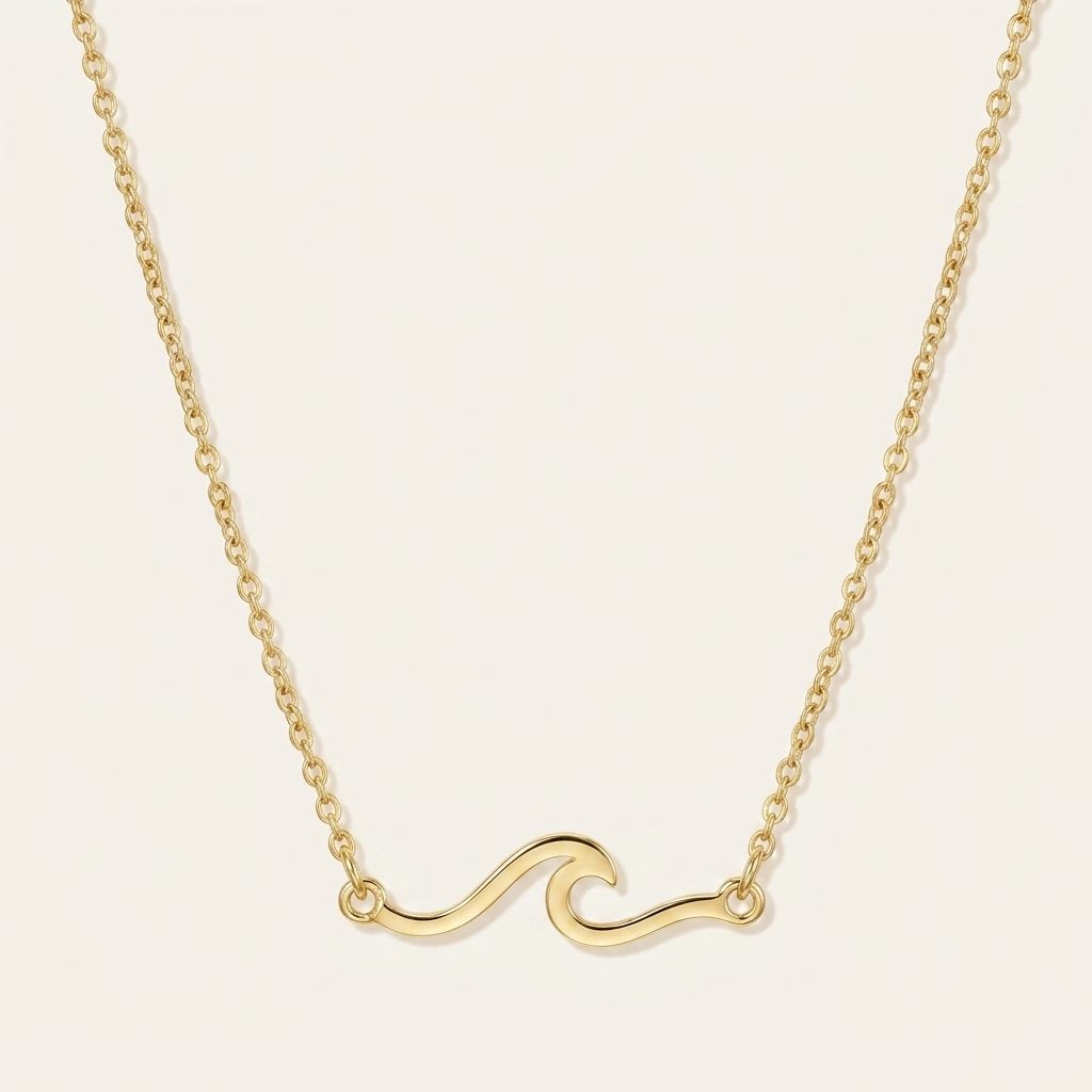 Sculpted Wave Pendant Necklace