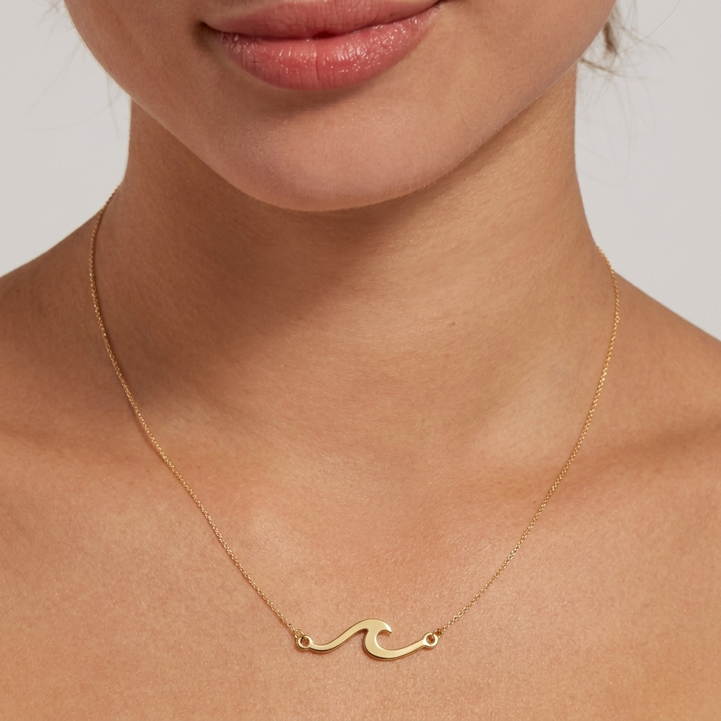 Sculpted Wave Pendant Necklace