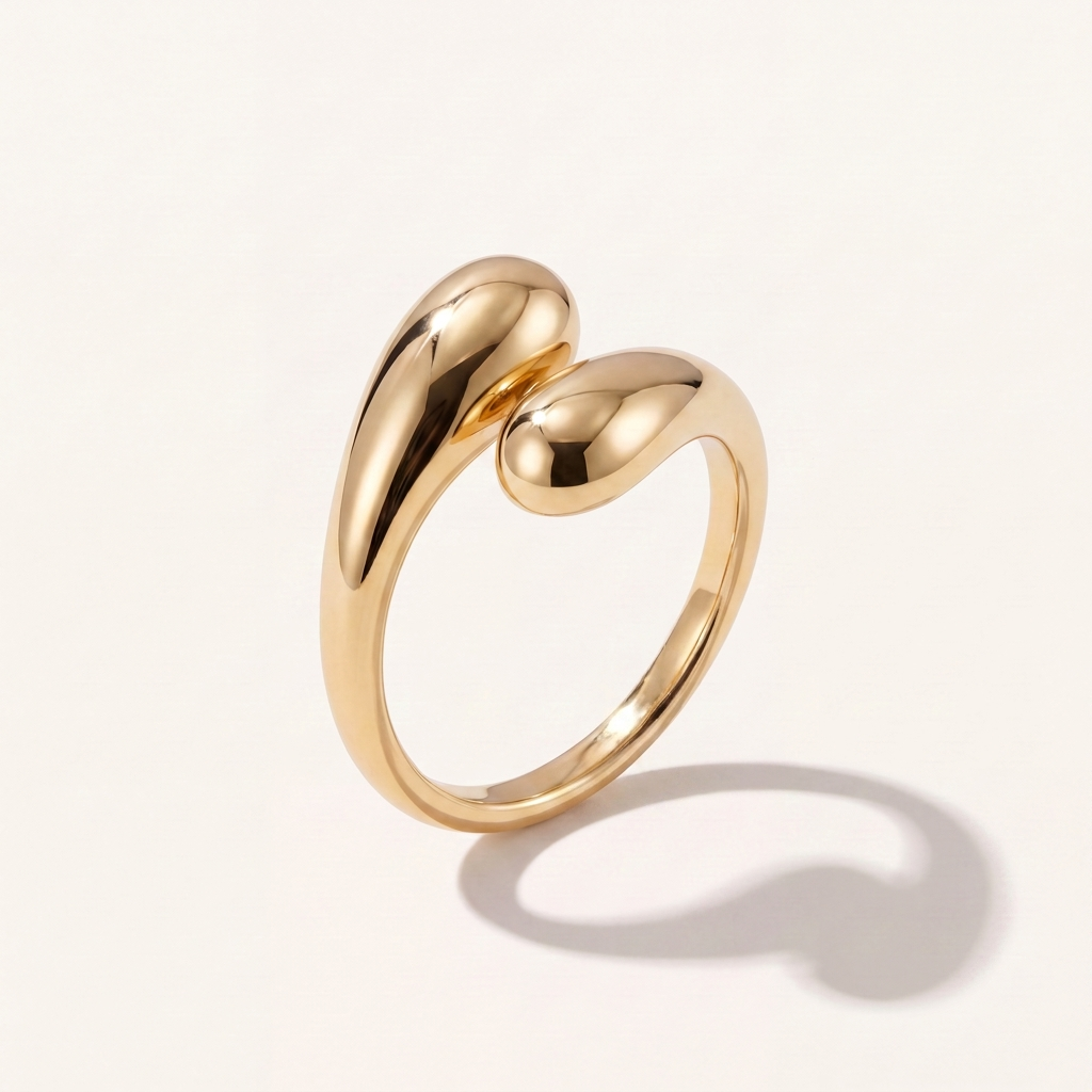 Sculpted Crossover Teardrop Ring