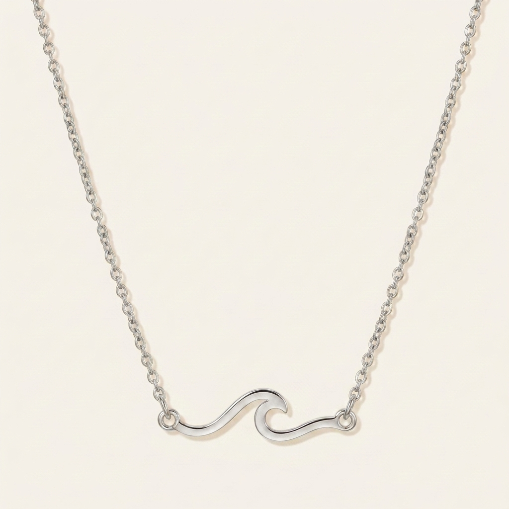 Sculpted Wave Pendant Necklace